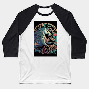 Art Nouveau Unicorn Baseball T-Shirt